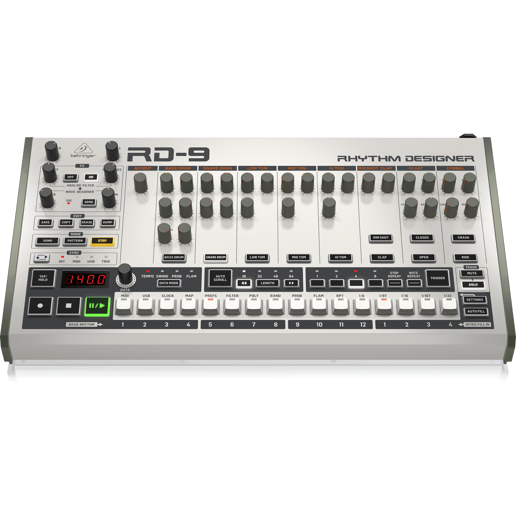Behringer RD9 Analog/Digital Drum Machine with 11 Drum Sounds - MusicMajlis