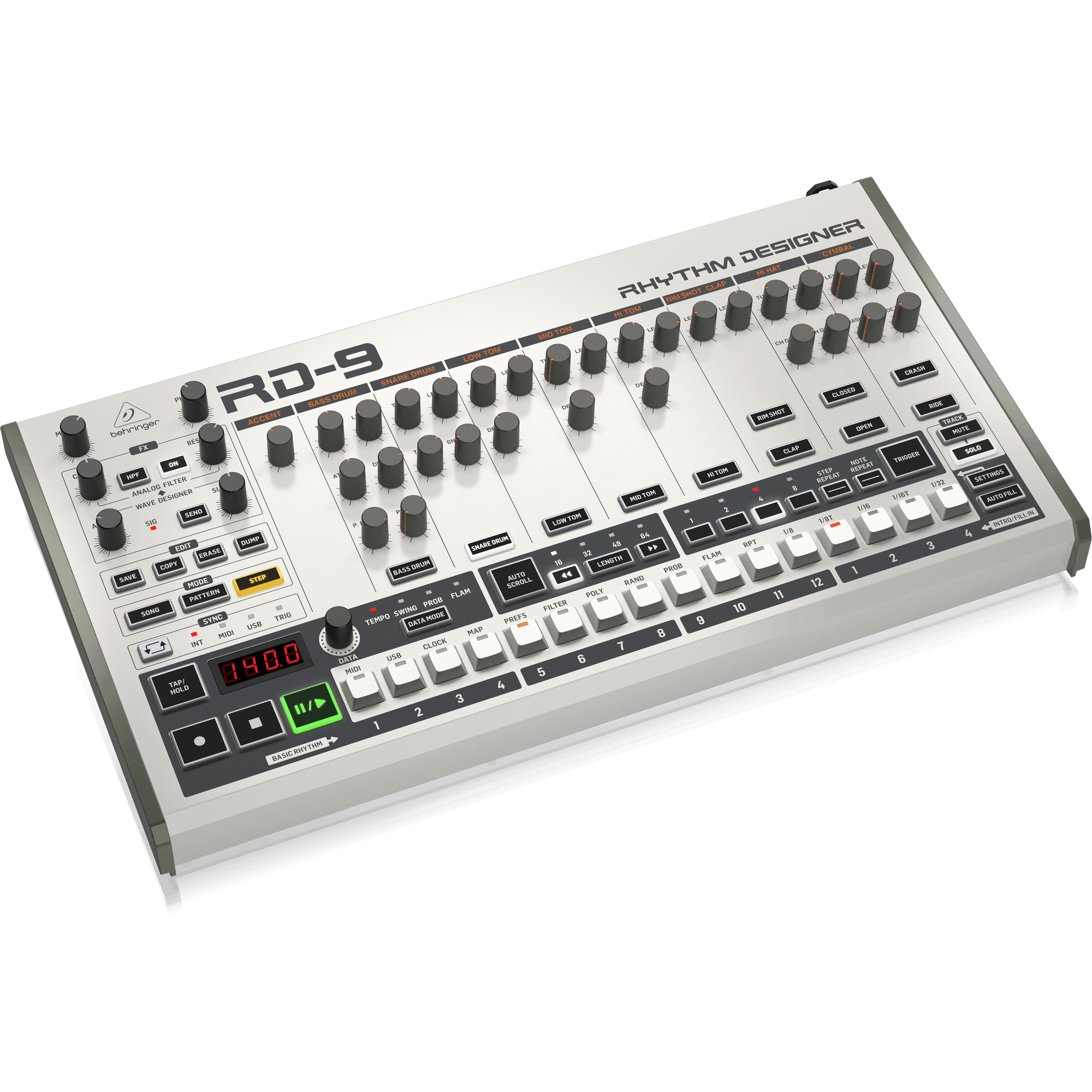 Behringer RD9 Analog/Digital Drum Machine with 11 Drum Sounds - MusicMajlis