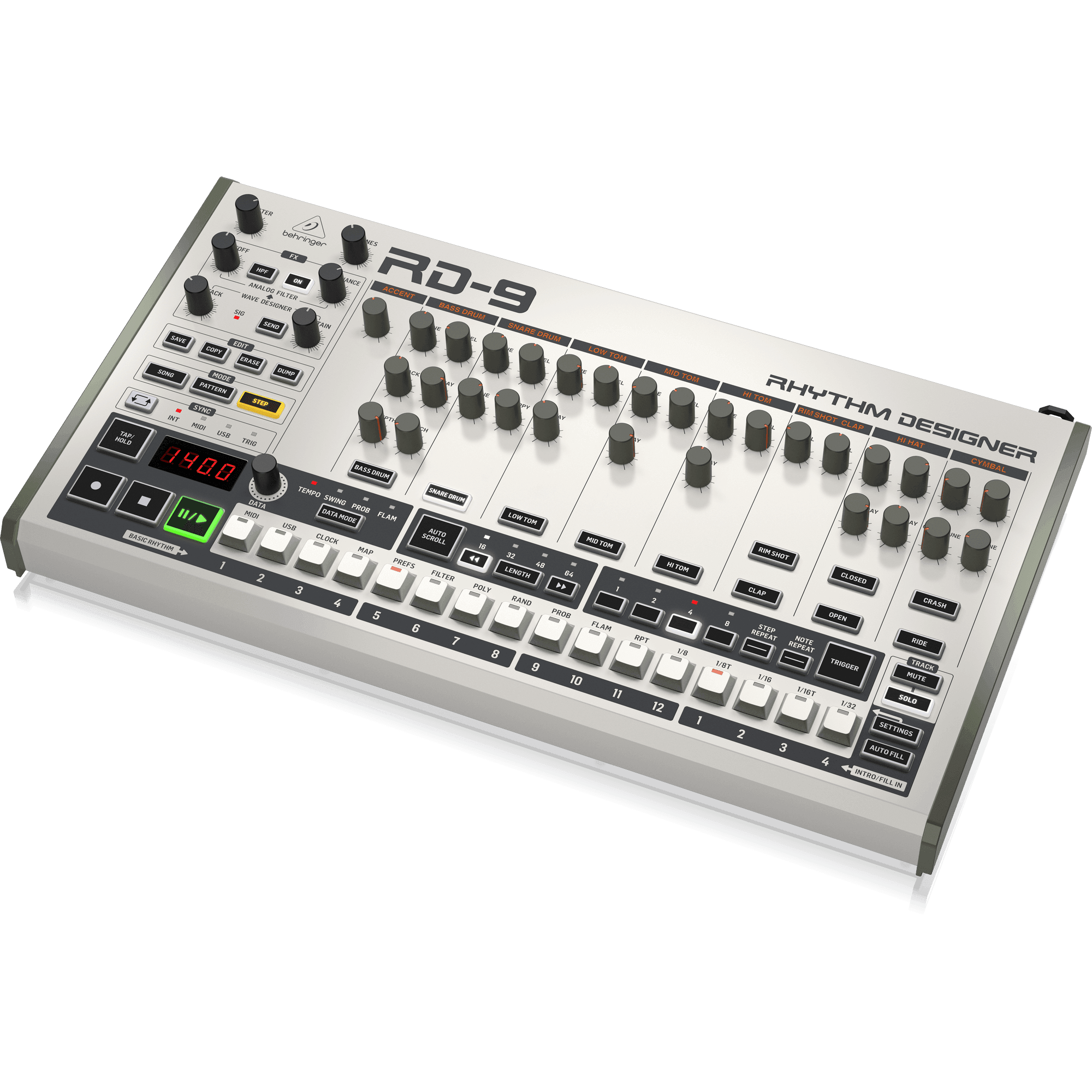 Behringer RD9 Analog/Digital Drum Machine with 11 Drum Sounds - MusicMajlis