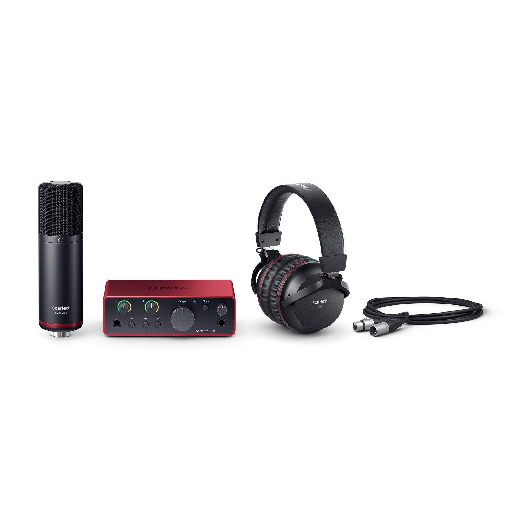 Focusrite Scarlett Solo Studio 4th Gen Scarlett Solo with CM25 MkIII condenser Microphone and SH-450 Closed-back Headphones Bundle - MusicMajlis