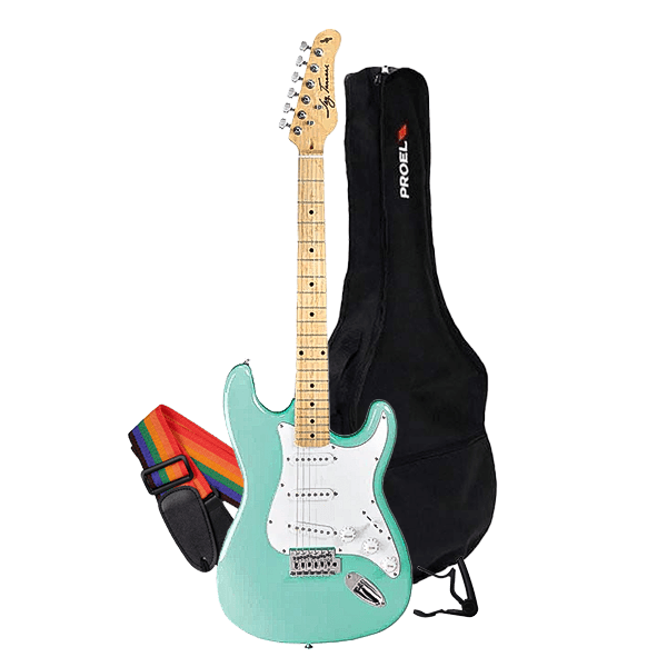 Jay Turser Classic JT300M Electric Guitar Double Cutaway with Guitar Strap, Guitar Bag, Guitar Pick, and Capo - MusicMajlis