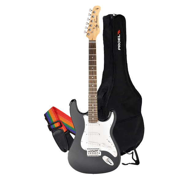 Jay Turser JT300BK Electric Guitar With Guitar Bag, Guitar Strap and Capo - MusicMajlis