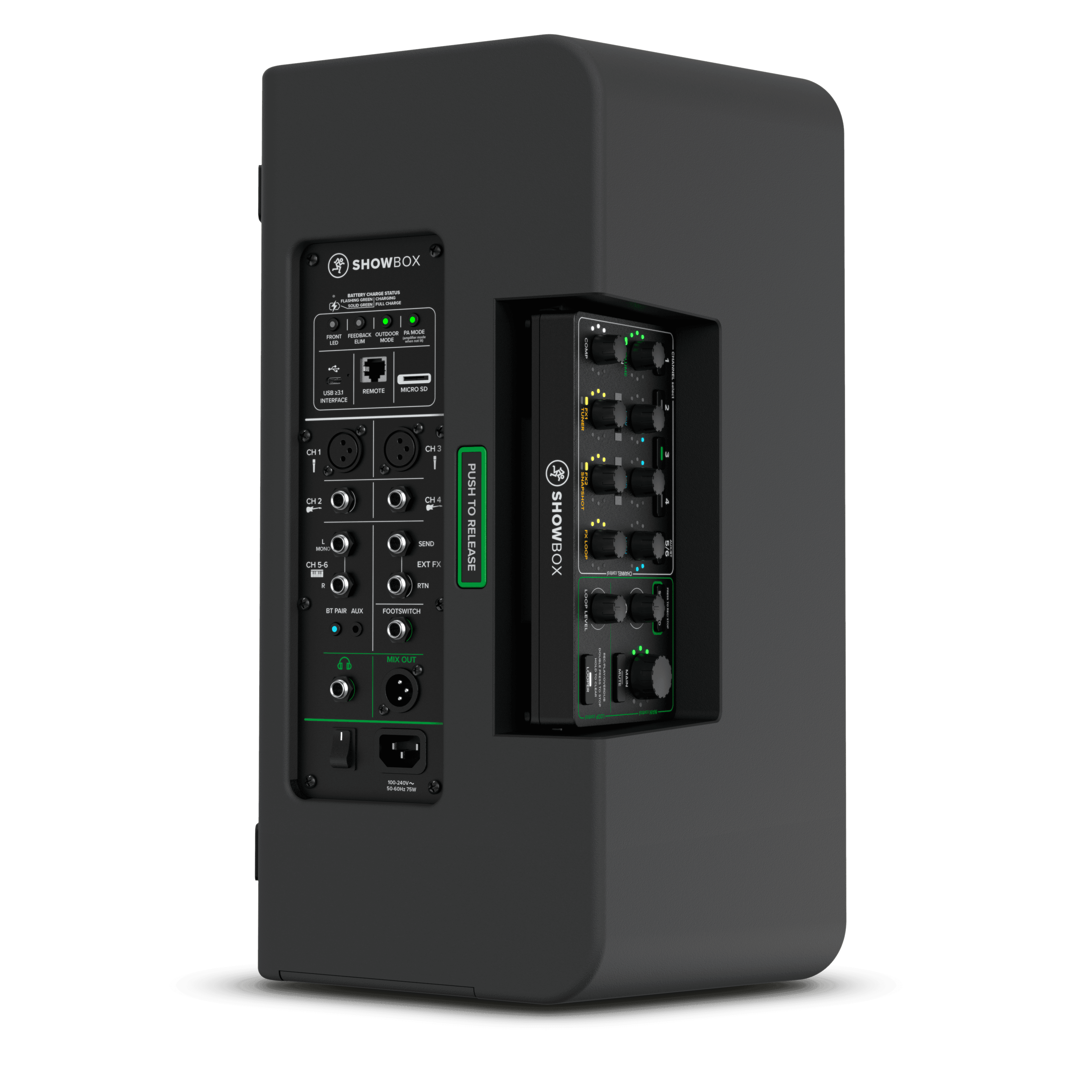 Mackie ShowBox 400 Watt Battery Powered 6 Channel All-In-One Performance Rig With Breakaway Mix Control - MusicMajlis