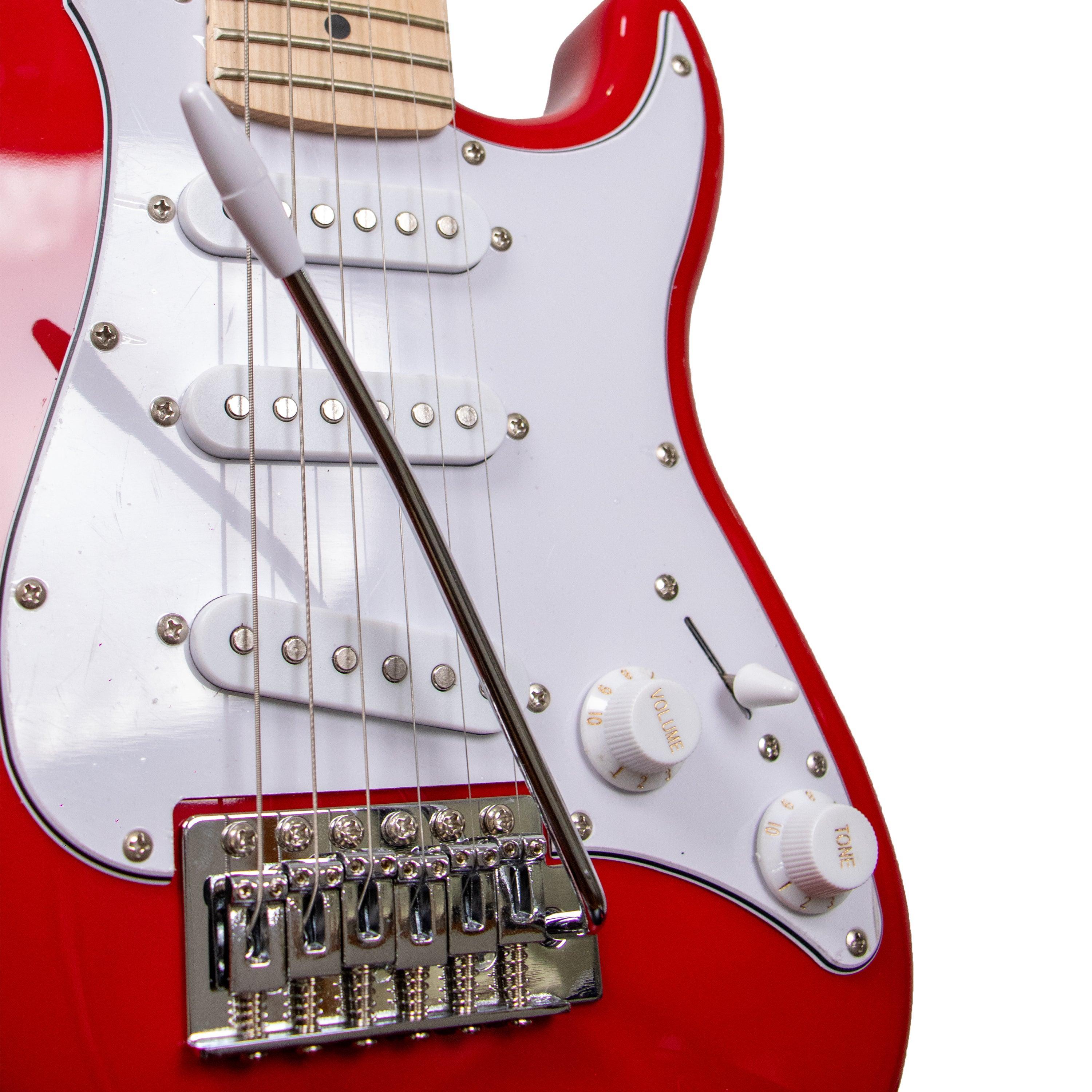 Tansen EG34RD Guitar Electric 6-String Double Cutaway Laurel Fingerboard Stratocaster Style SSS Pickups Red - MusicMajlis
