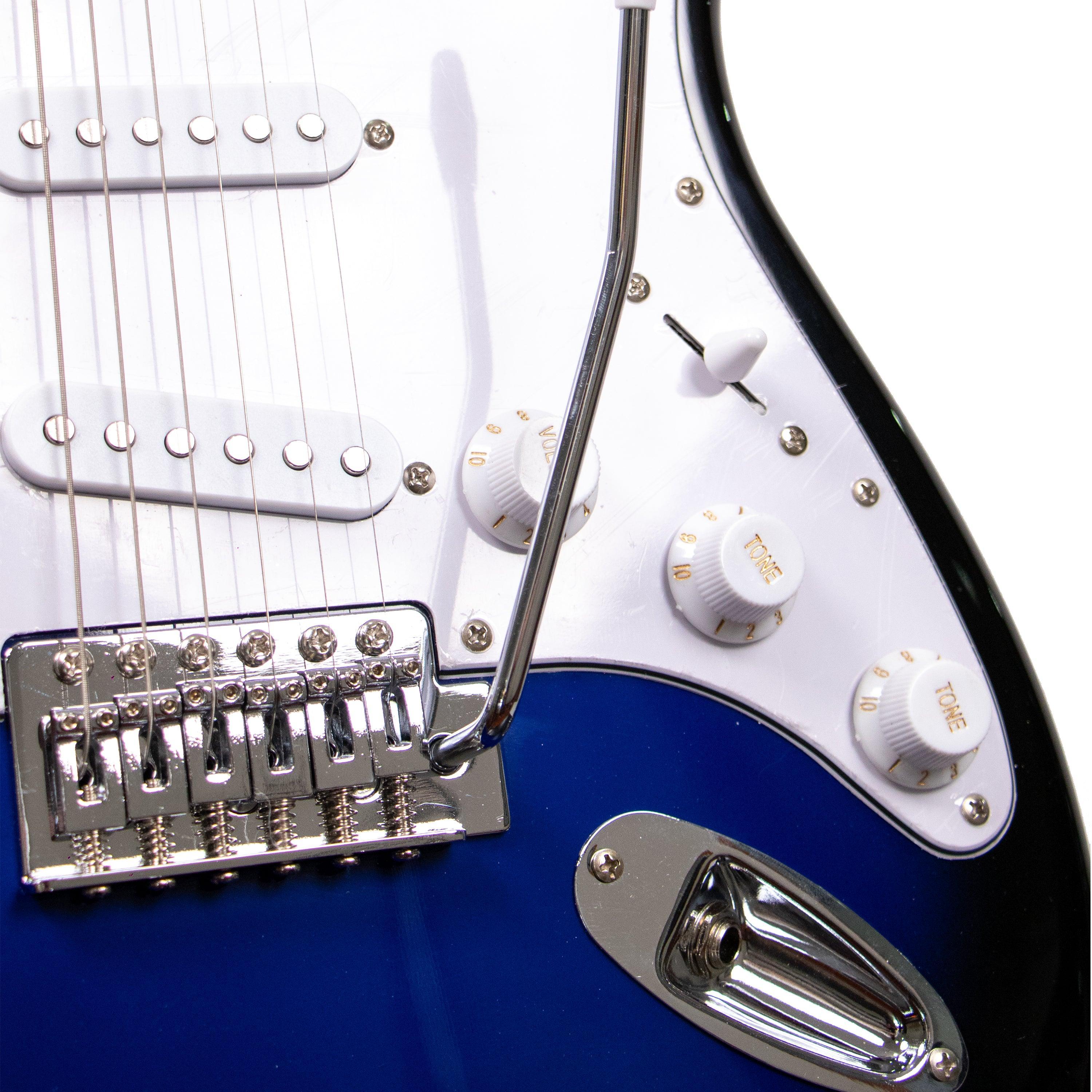 Tansen ST350 Guitar Electric 6-String Double Cutaway Laurel Fingerboard Stratocaster Style SSS Pickups Blue Sunburst Black - MusicMajlis