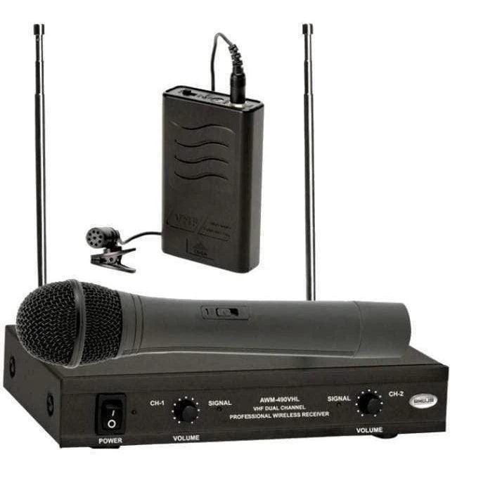 Ahuja AWM-490VHL Cordless Dual Handheld & Lapel MIcrophone - MusicMajlis