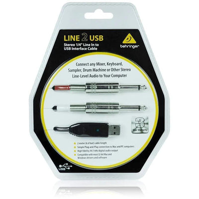 Behringer LINE2USB Stereo 1/4" Line In to USB Interface Cable - MusicMajlis