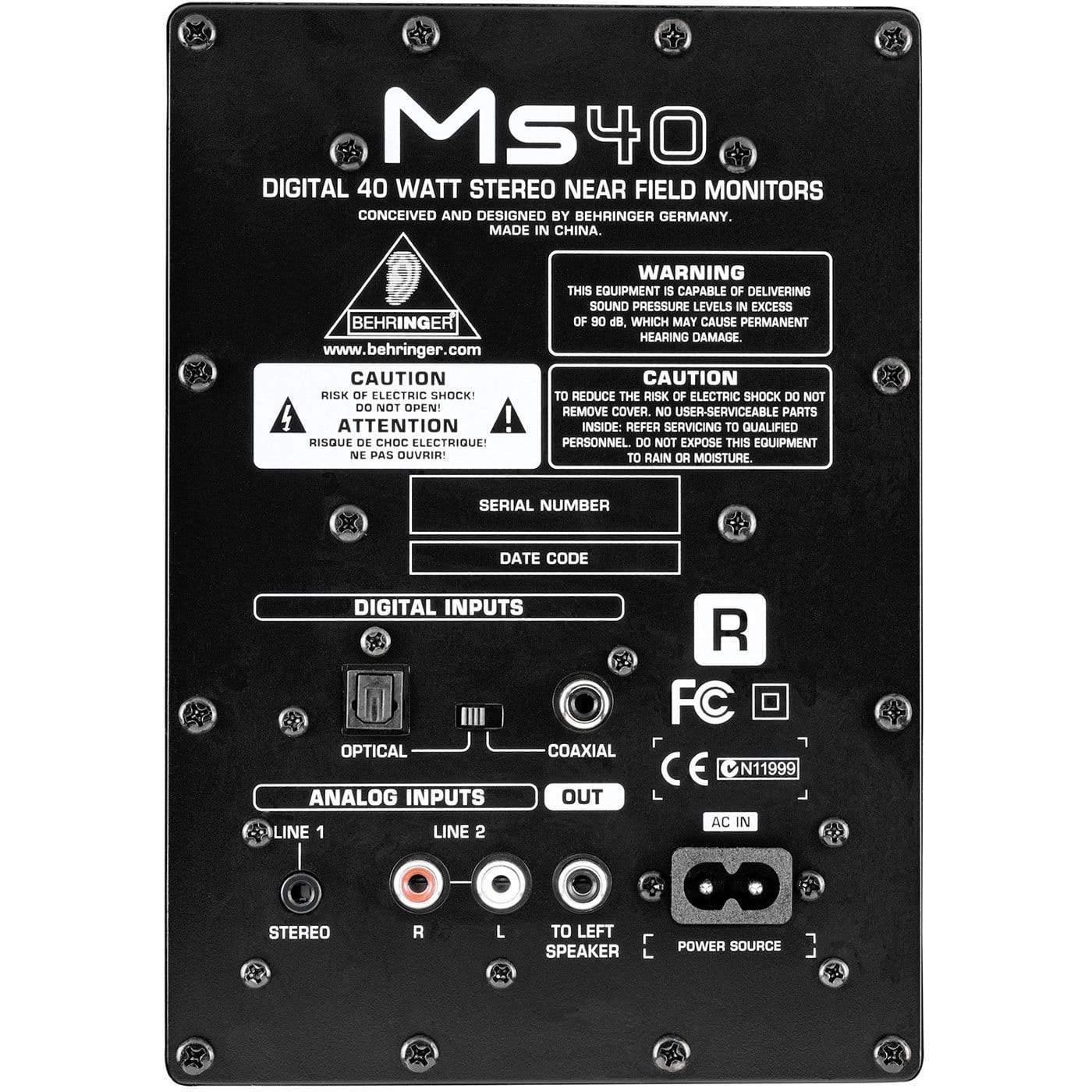 Behringer MS40 Pair Digital Monitor Speakers - MusicMajlis