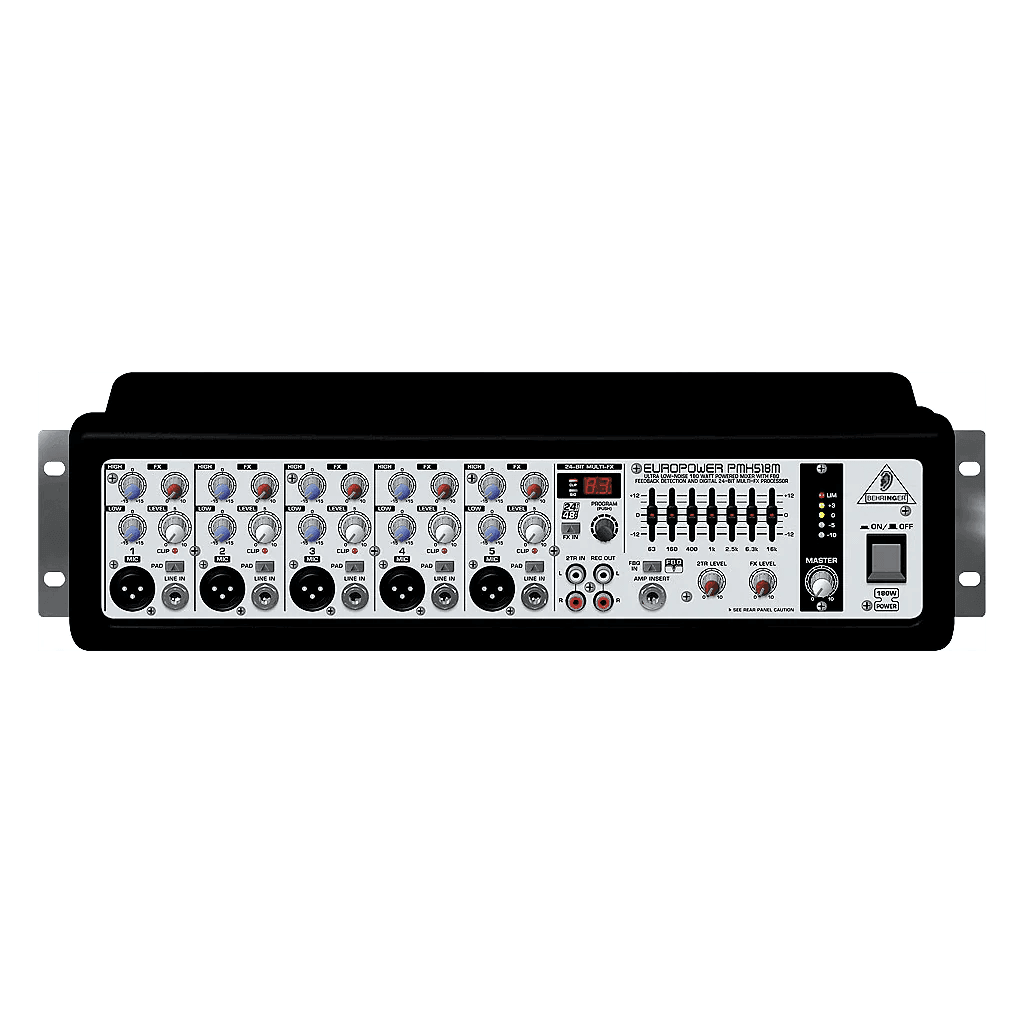 Behringer PMH518M Mixer Powered 5 CH (5 Mono) 1x180W RMS 4Ohms w/ FX and Equalizer - MusicMajlis