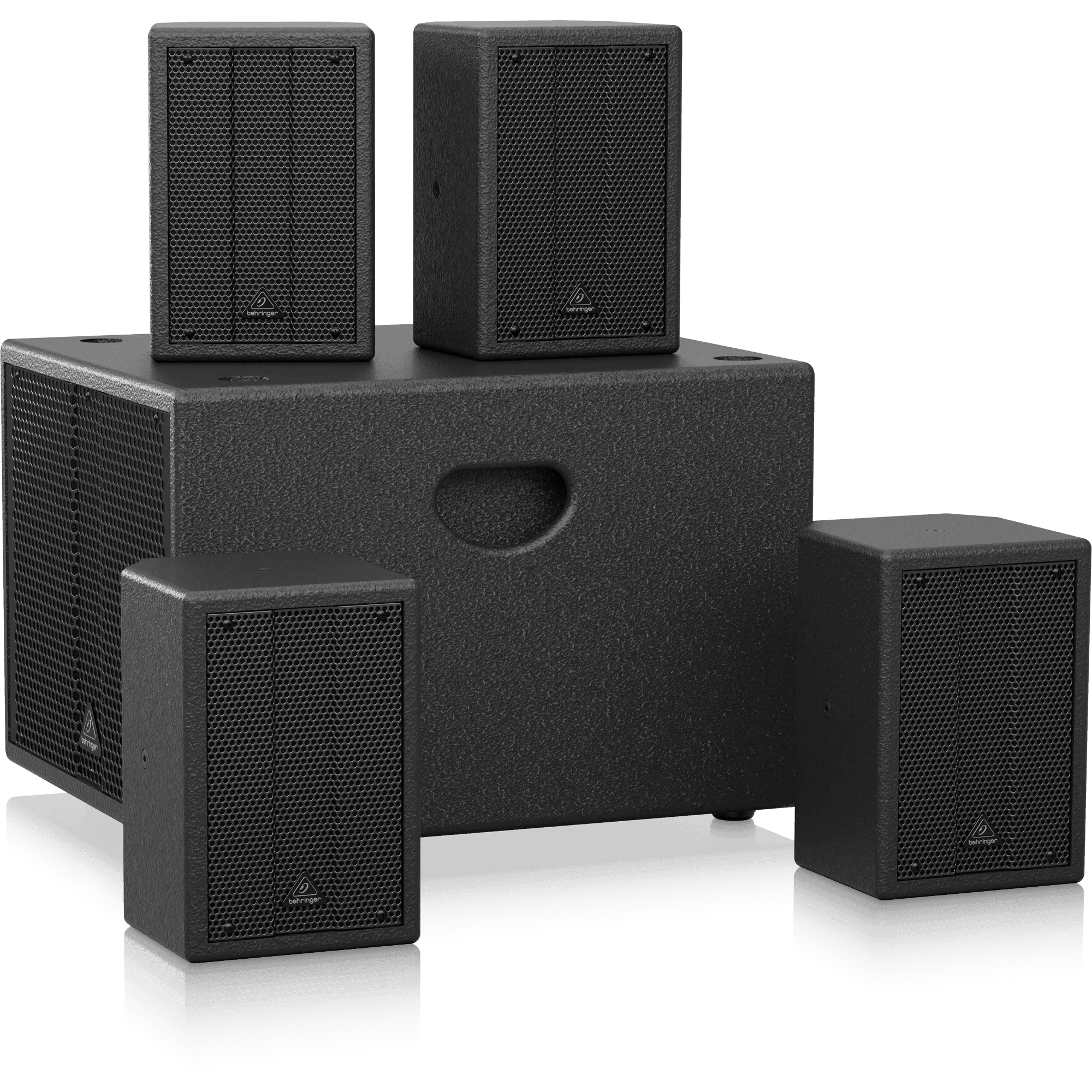 Behringer SAT1004 600W Bundle 4 X 4" Passive PA Speakers and 1 x 8" Active PA Subwoofer - MusicMajlis