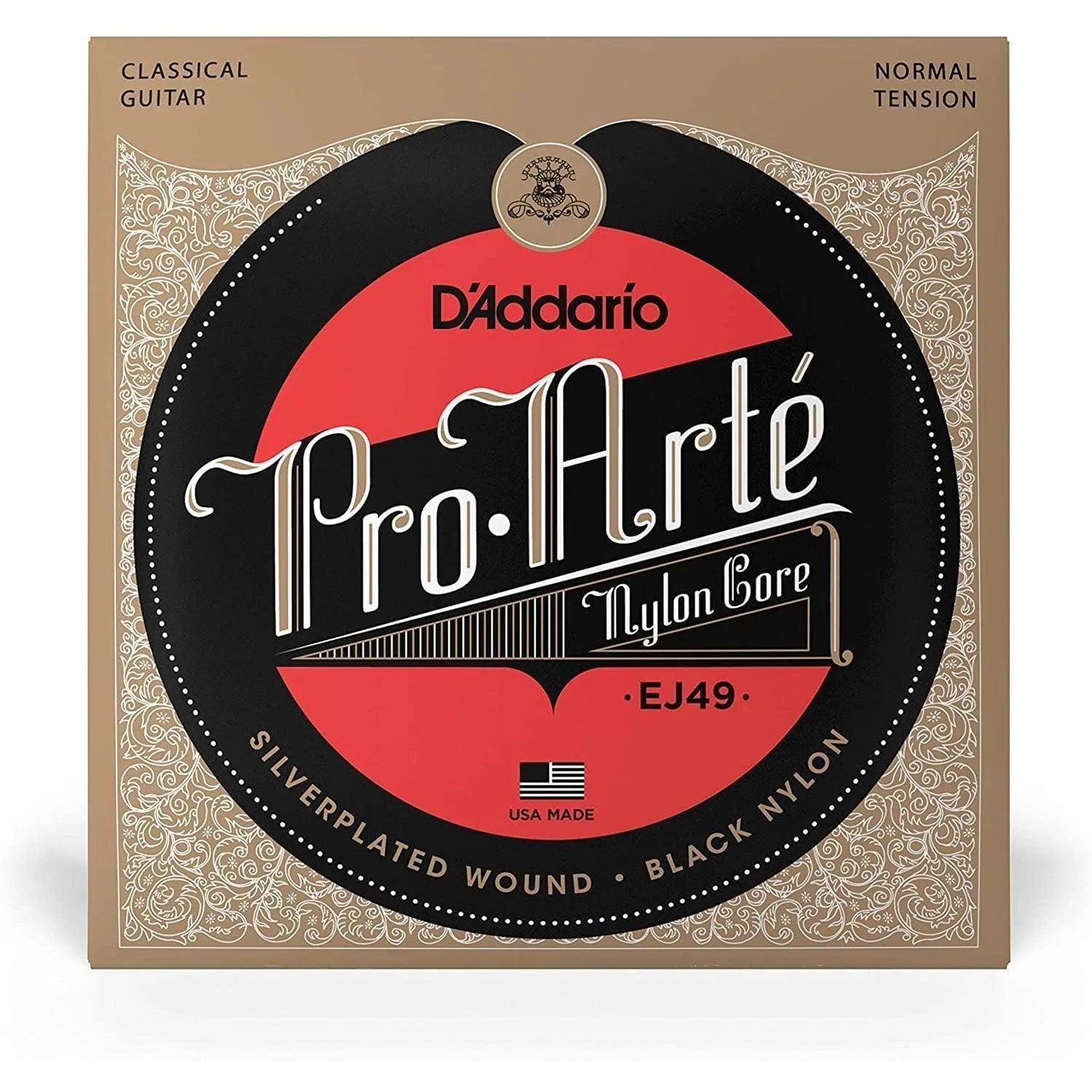 D'Addario EJ49 Pro-Arte Silver/Black Nylon Classical Guitar String - Normal Tension - MusicMajlis