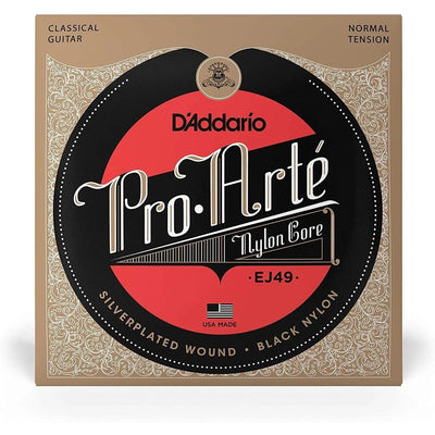 D'Addario EJ49 Pro-Arte Silver/Black Nylon Classical Guitar String - Normal Tension - MusicMajlis