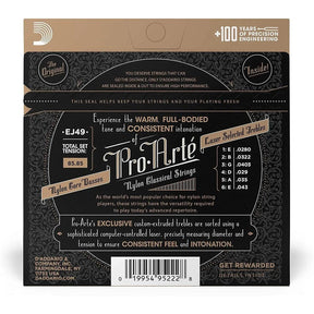 D'Addario EJ49 Pro-Arte Silver/Black Nylon Classical Guitar String - Normal Tension - MusicMajlis