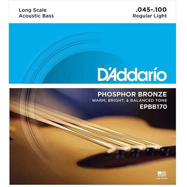 D'Addario EPBB170 Set of 4 String Acoustic Bass Phosphor Bronze 45 - 100 Gauge Long Scale - MusicMajlis