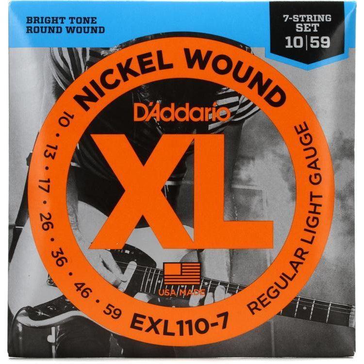 D'Addario EXL110-7 XL Nickel Wound Electric Guitar Strings (Regular Light 7-string) - MusicMajlis