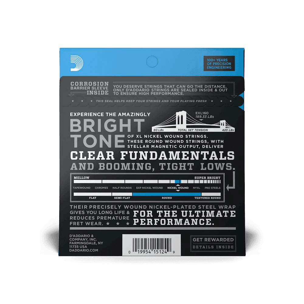 D'Addario EXL160M Nickel Wound Bass Strings - MusicMajlis