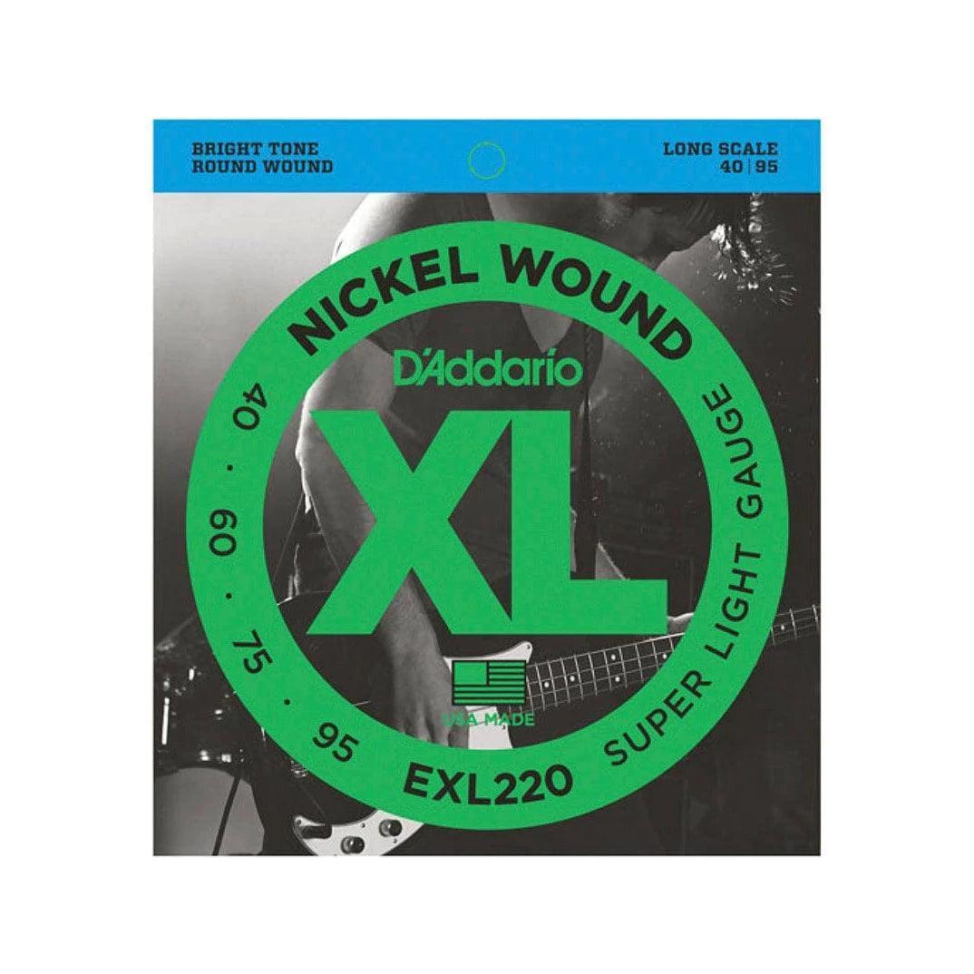 D'Addario EXL220 Set of 4 String Bass Nickel Wound 40 - 95 Gauge Long Scale - MusicMajlis