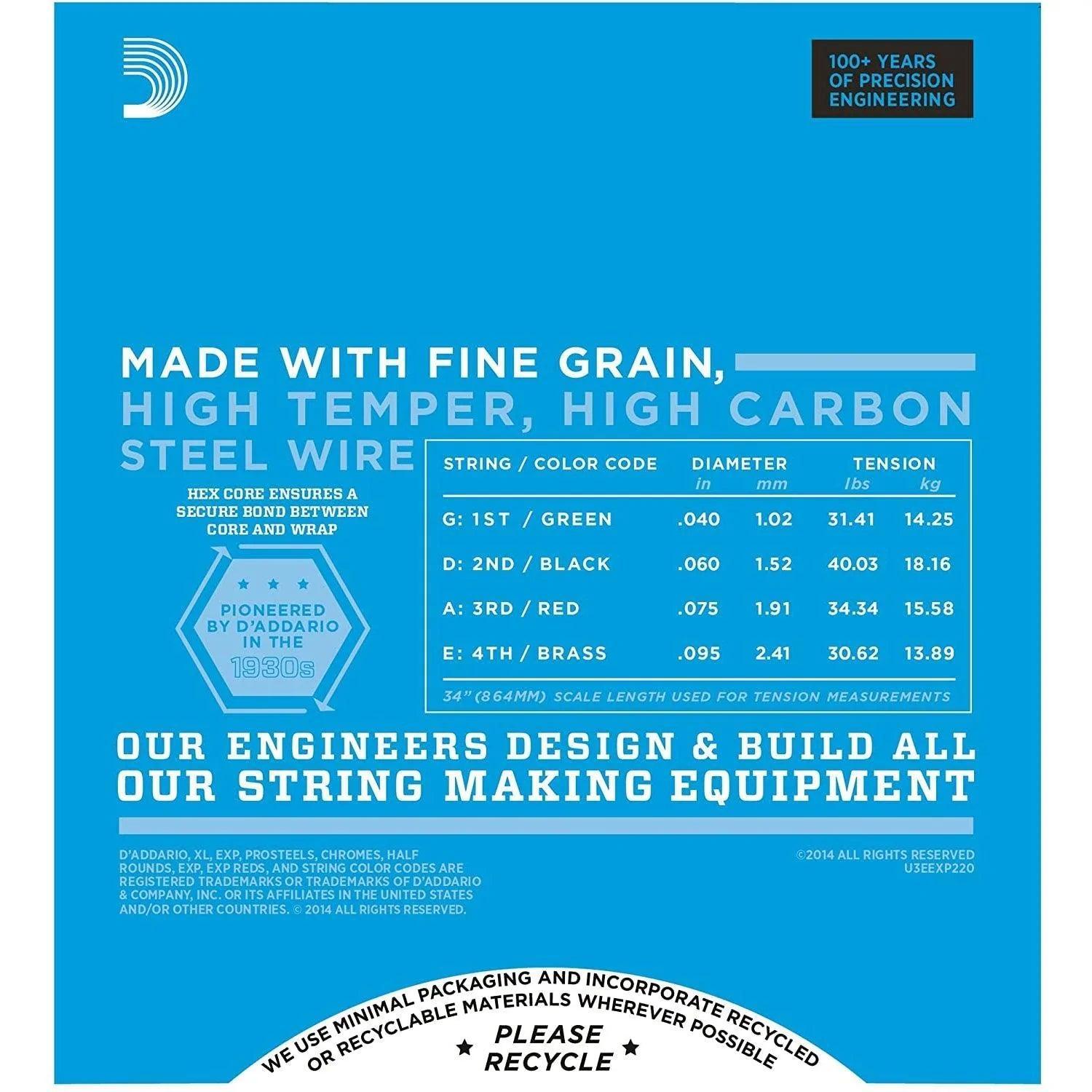 D'Addario EXP220 Set of 4 String Bass Coated Nickel 40 - 95 Gauge Long Scale - MusicMajlis