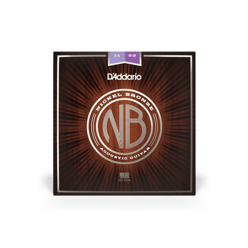 D'Addario NB1152 Acoustic Guitar String Set, Nickel Bronze 0.11 - 0.52 Custom Light Gauge - MusicMajlis