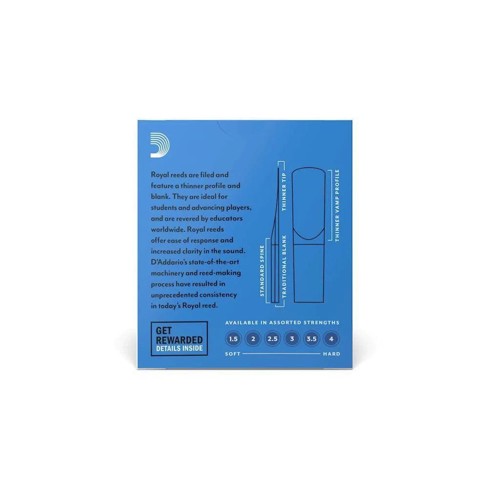 D'Addario RJB1020 Royal Alto Saxophone Reeds - Strength 2 (10-Pack) - MusicMajlis