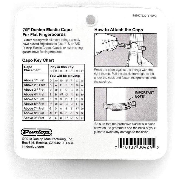 Buy Dunlop 70F Flat Elastic Regular Guitar Capo for Classic Guitars in