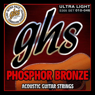 GHS S305 Acoustic Guitar String Phosphor Bronze Ultra Light - 10 - 46 Gauge - MusicMajlis