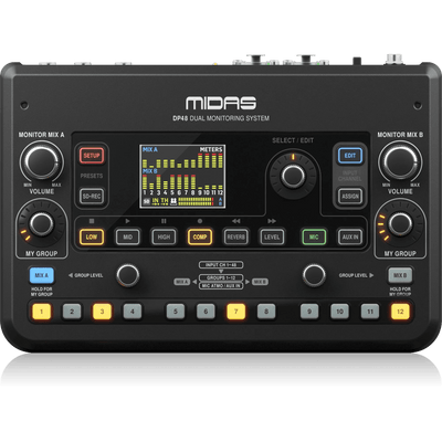 Midas DP48 Dual 48 Channel Personal Monitor Mixer with SD Card Recorder, Stereo Ambience Microphone and Remote Powering - MusicMajlis