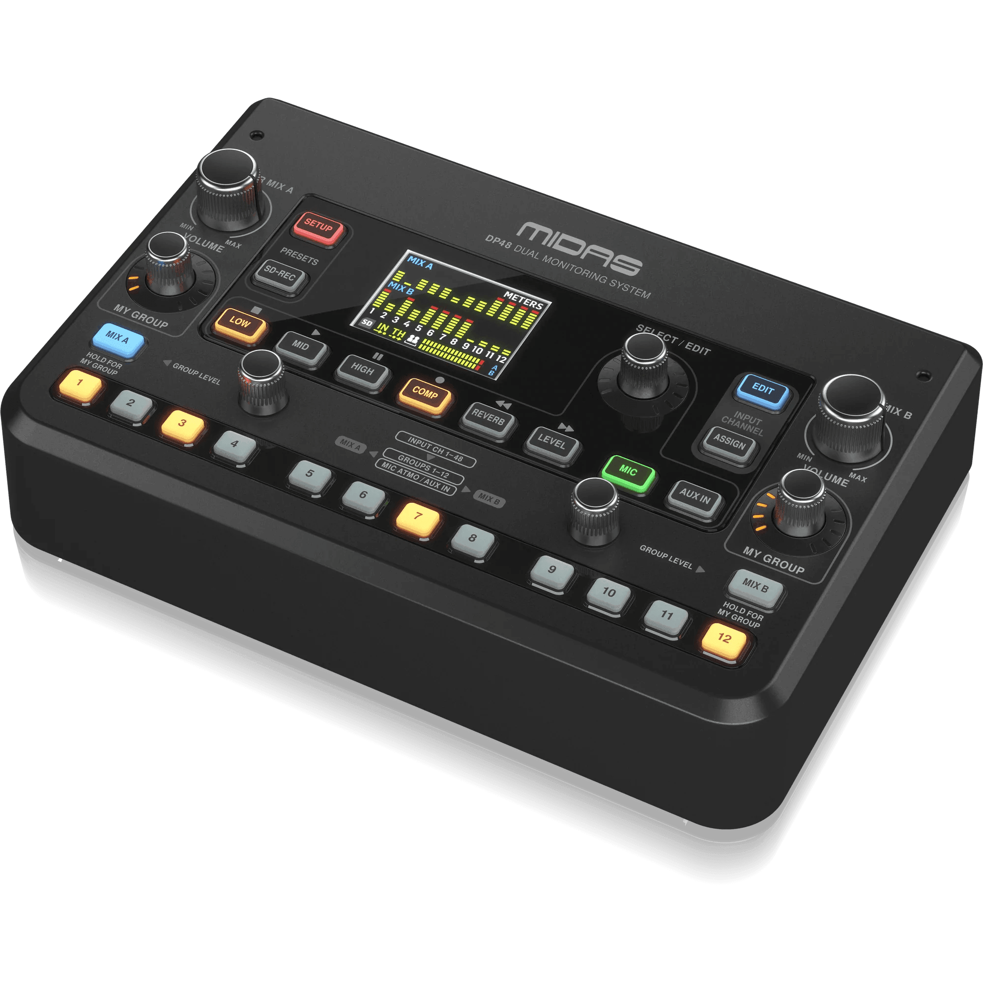 Midas DP48 Dual 48 Channel Personal Monitor Mixer with SD Card Recorder, Stereo Ambience Microphone and Remote Powering - MusicMajlis