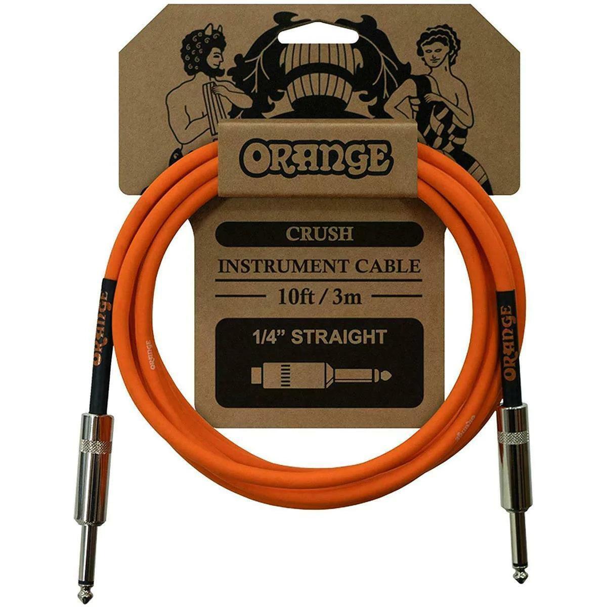 Orange Crush 10ft/3m Instrument Cable - (Straight-to-Straight/Angled-to-Straight) - MusicMajlis