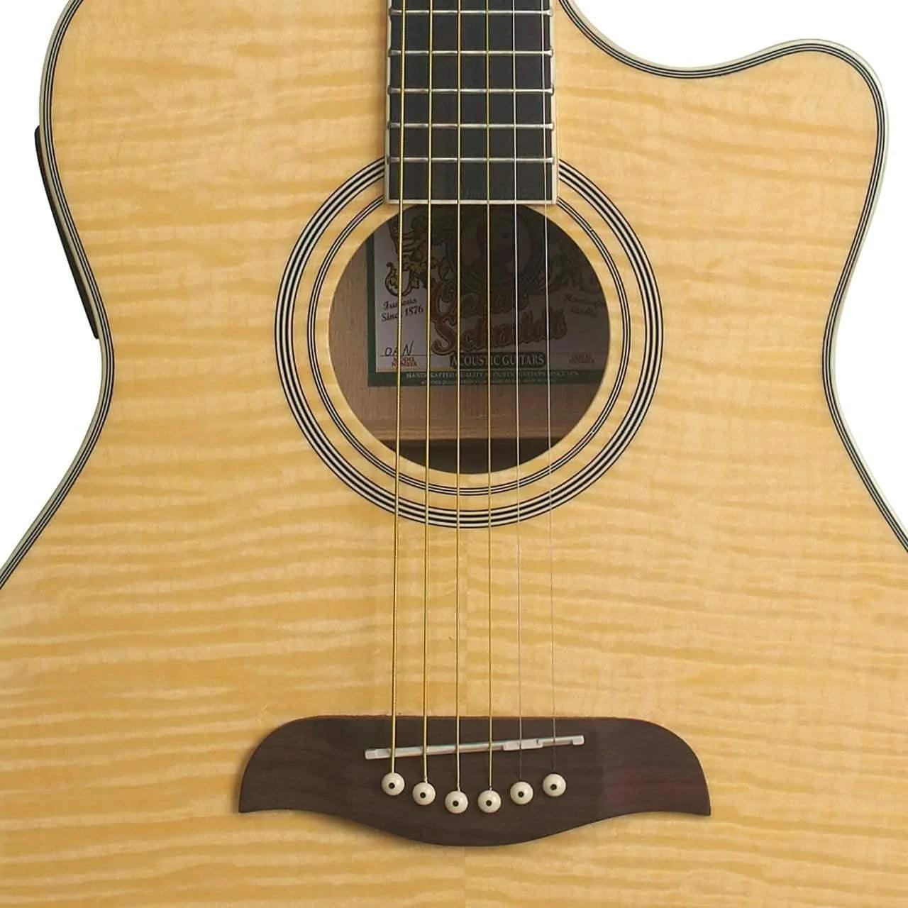 Oscar Schmidt OACEFN Semi-Acoustic Guitar - Flame Natural (Discontinued) - MusicMajlis