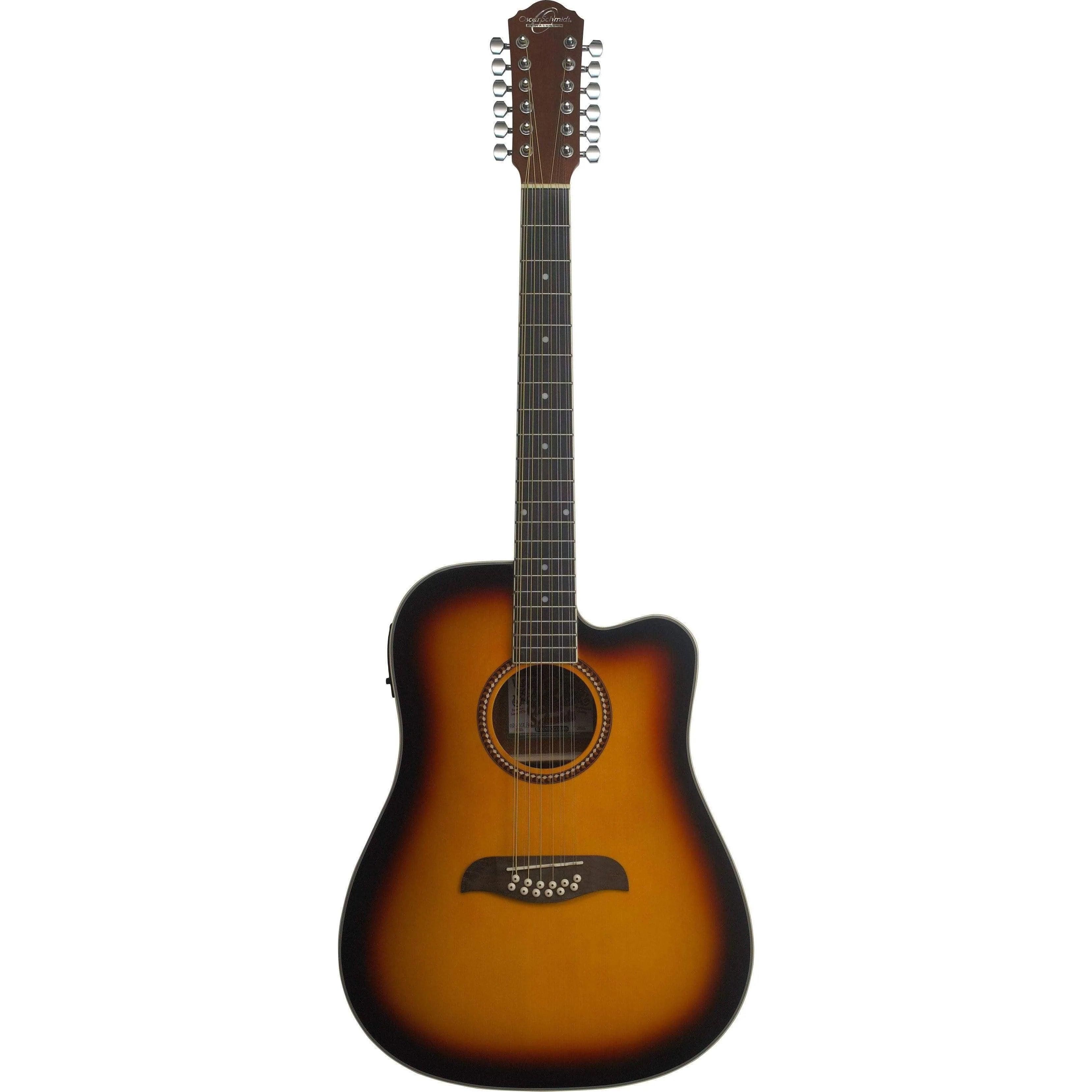 Oscar Schmidt OD312CETS 12-string Semi-Acoustic Guitar - Tobacco Sunburst - MusicMajlis