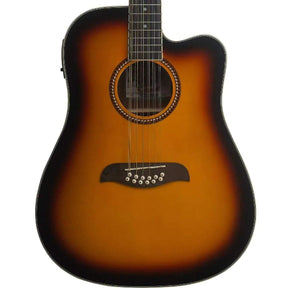 Oscar Schmidt OD312CETS 12-string Semi-Acoustic Guitar - Tobacco Sunburst - MusicMajlis