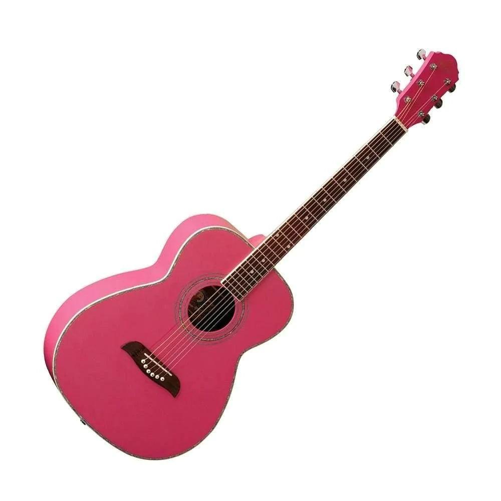 Oscar Schmidt OF2P Folk Acoustic Guitar - Pink - MusicMajlis