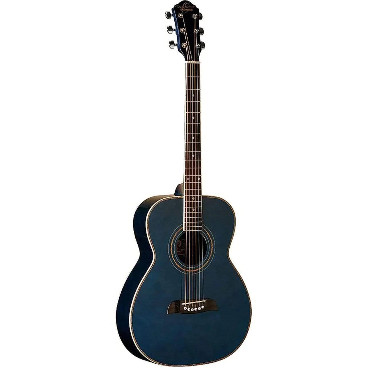 Oscar Schmidt OF2TBL Folk Style Acoustic Guitar - Trans Blue - MusicMajlis