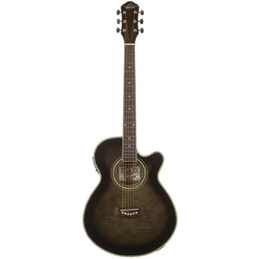 Oscar Schmidt OG10CEFTB Semi-Acoustic Guitar - Flame Trans Black - MusicMajlis