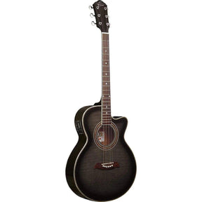 Oscar Schmidt OG10CEFTB Semi-Acoustic Guitar - Flame Trans Black - MusicMajlis