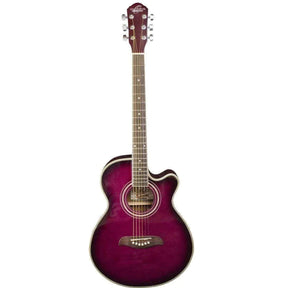 Oscar Schmidt OG10CEFTPB Semi-Acoustic Guitar - Flame Trans Purple Sunburst (Discontinued) - MusicMajlis