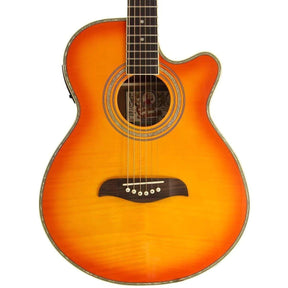Oscar Schmidt OG10CEFYS Semi-Acoustic Guitar - Flame Yellow Sunburst (Discontinued) - MusicMajlis