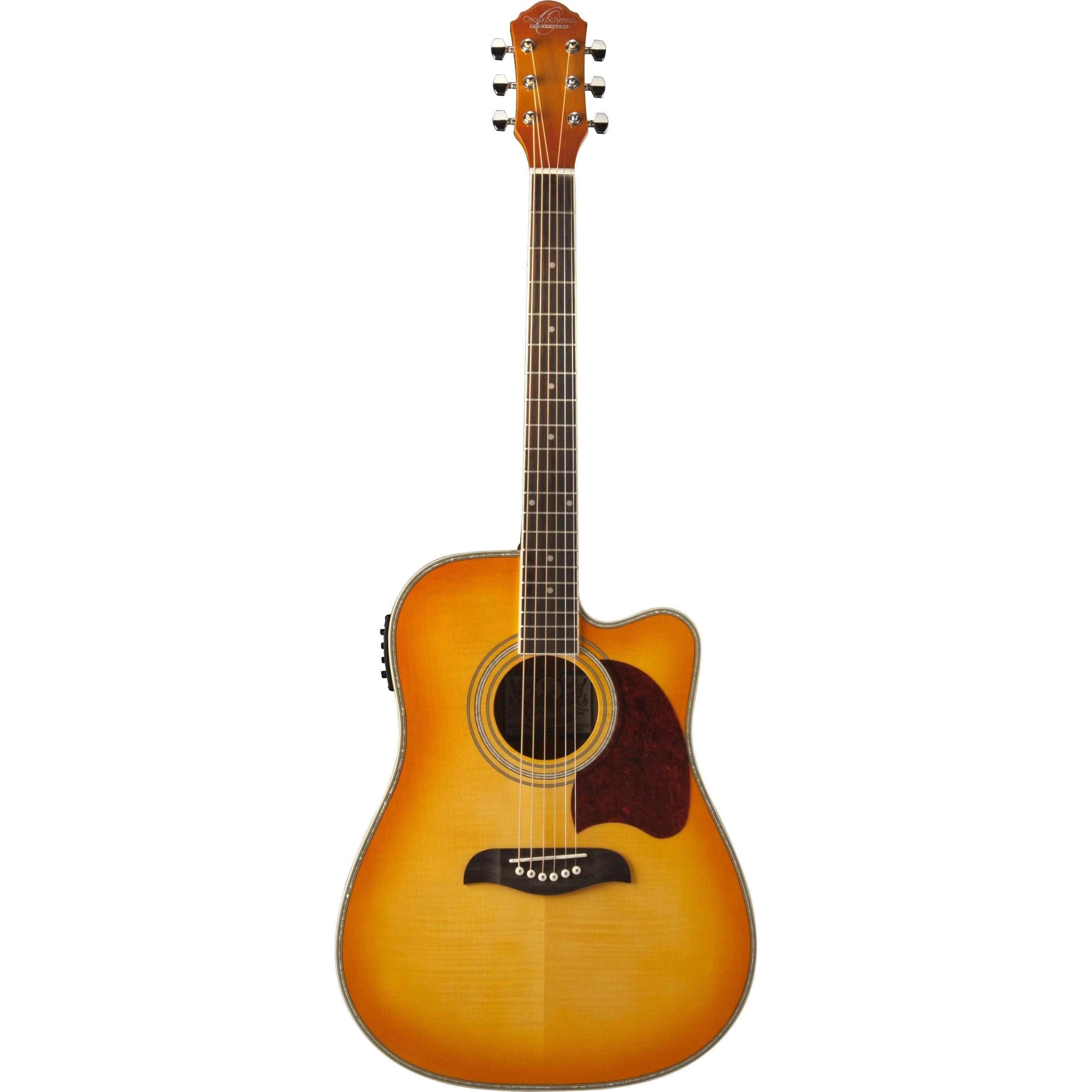 Oscar Schmidt OG2CEFYS Semi-Acoustic Guitar - Flame Yellow Sunburst - MusicMajlis