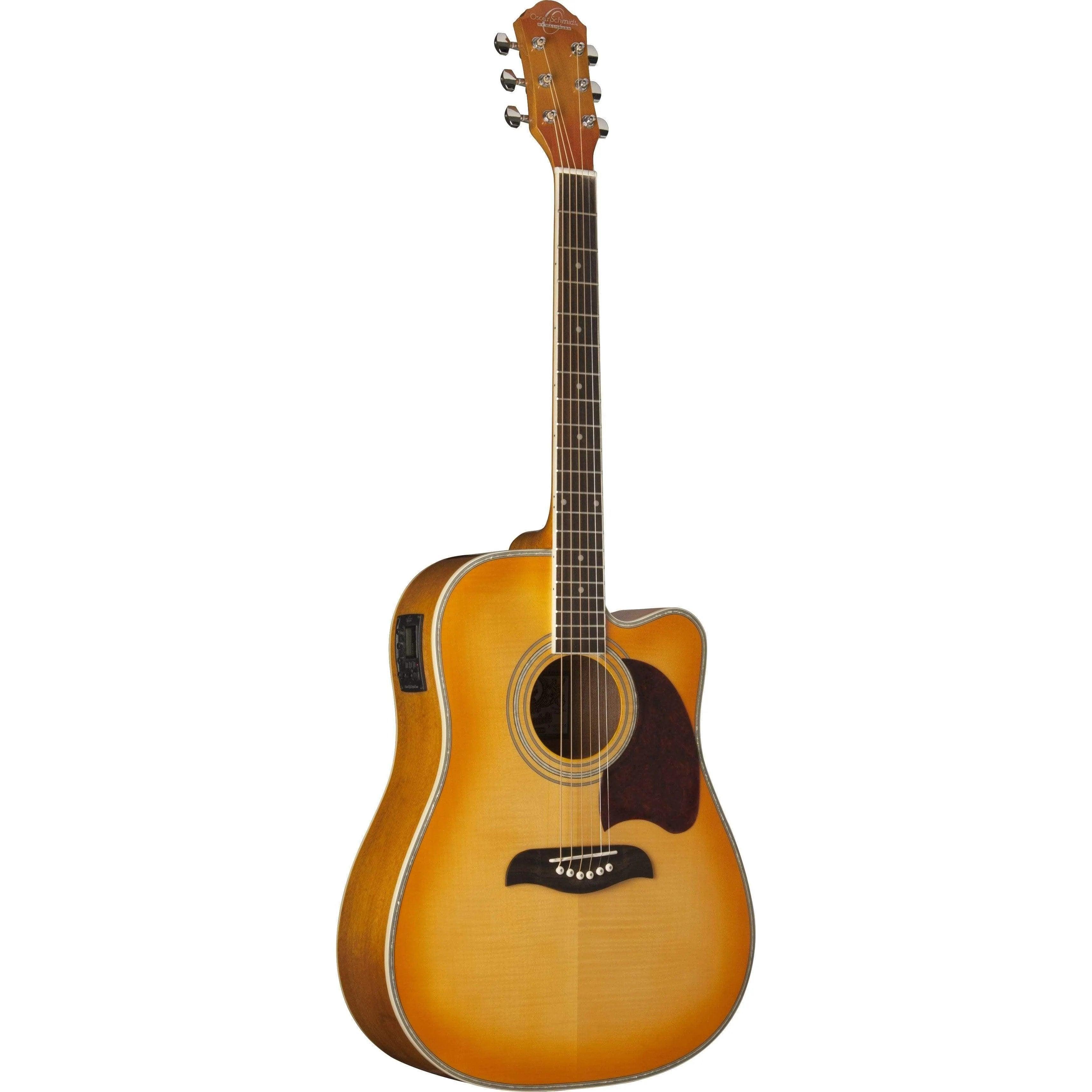 Oscar Schmidt OG2CEFYS Semi-Acoustic Guitar - Flame Yellow Sunburst - MusicMajlis