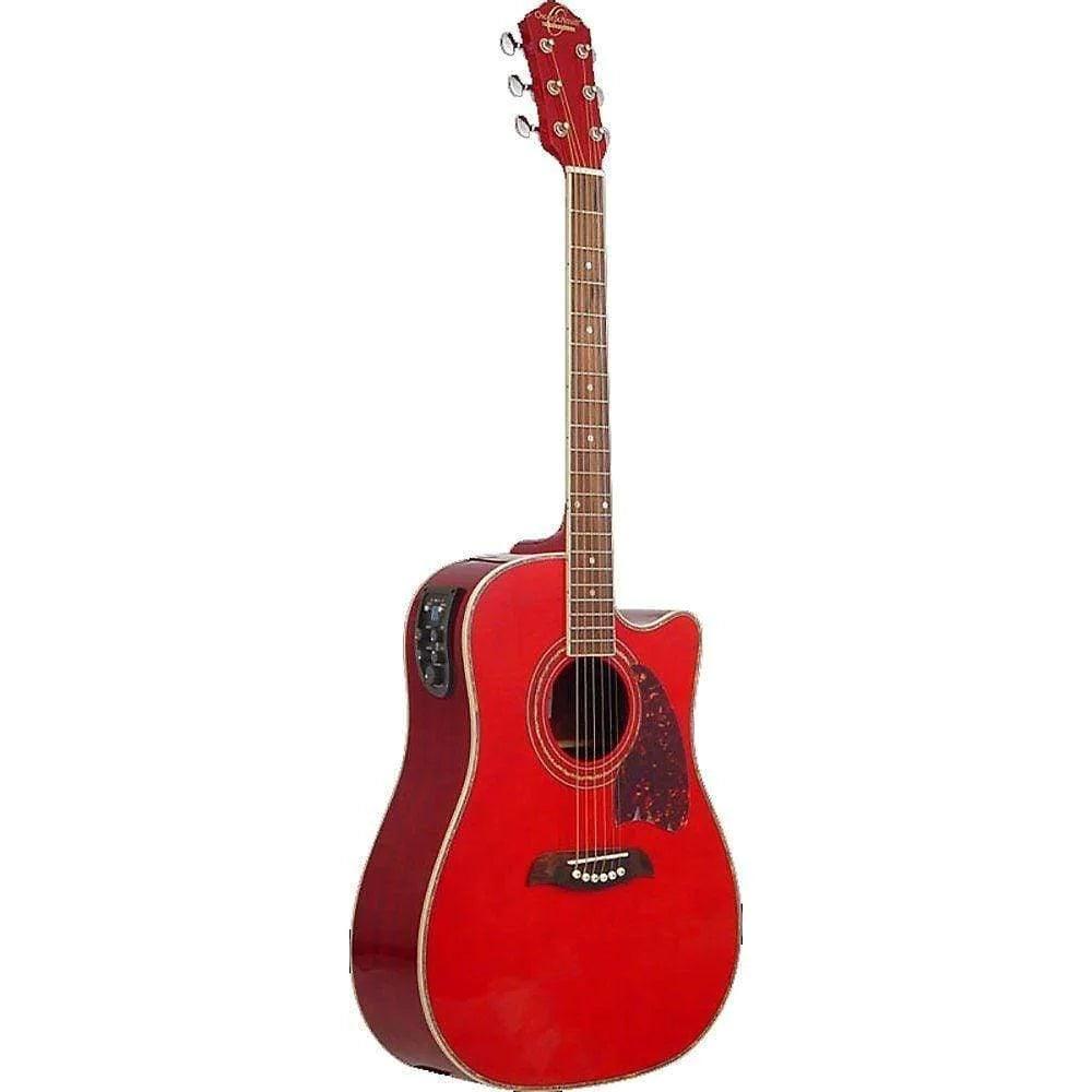 Oscar Schmidt OG2CETR Acoustic Guitar - Trans Red (Discontinued) - MusicMajlis