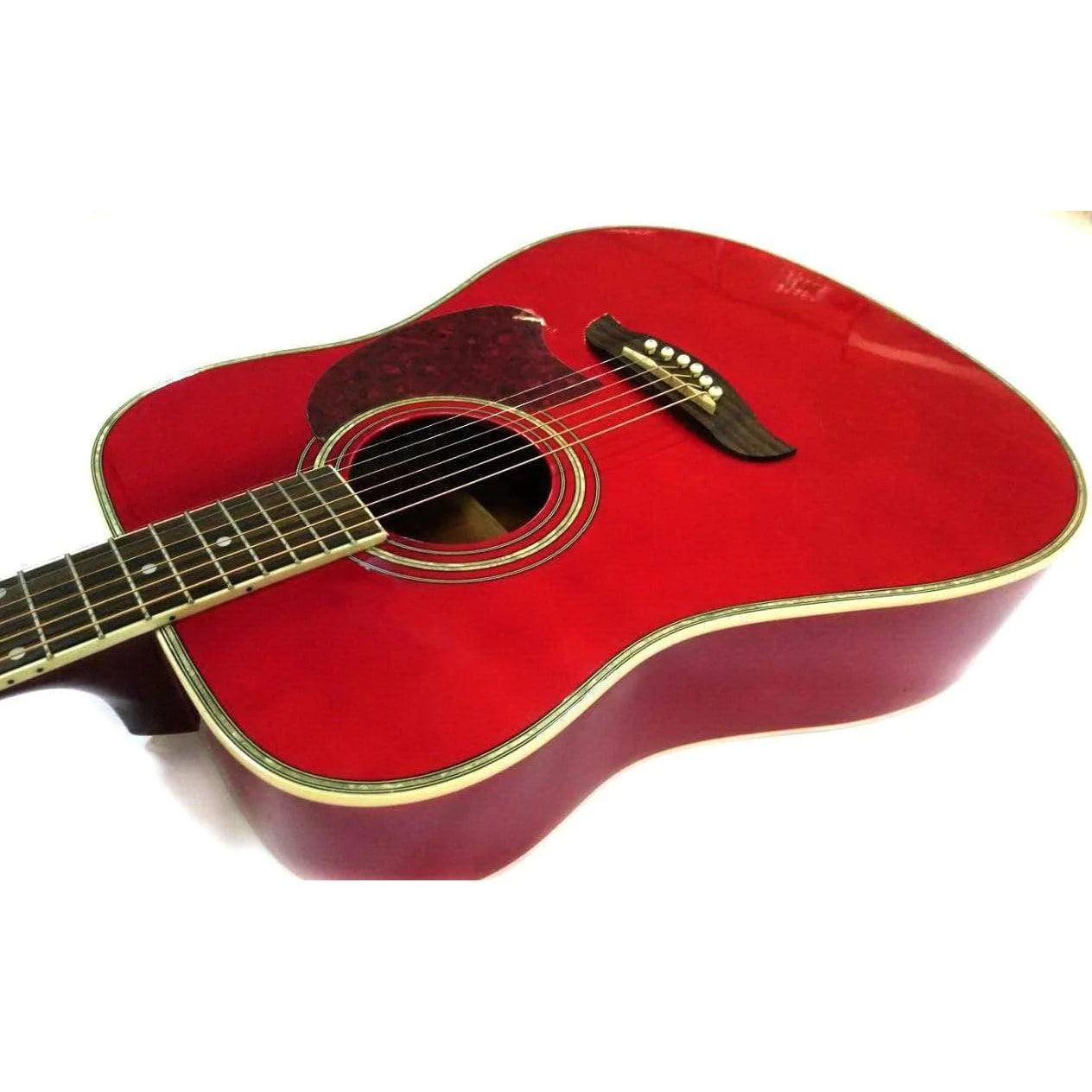 Oscar Schmidt OG2TR Dreadnought Acoustic Guitar - Trans Red (Discontinued) - MusicMajlis