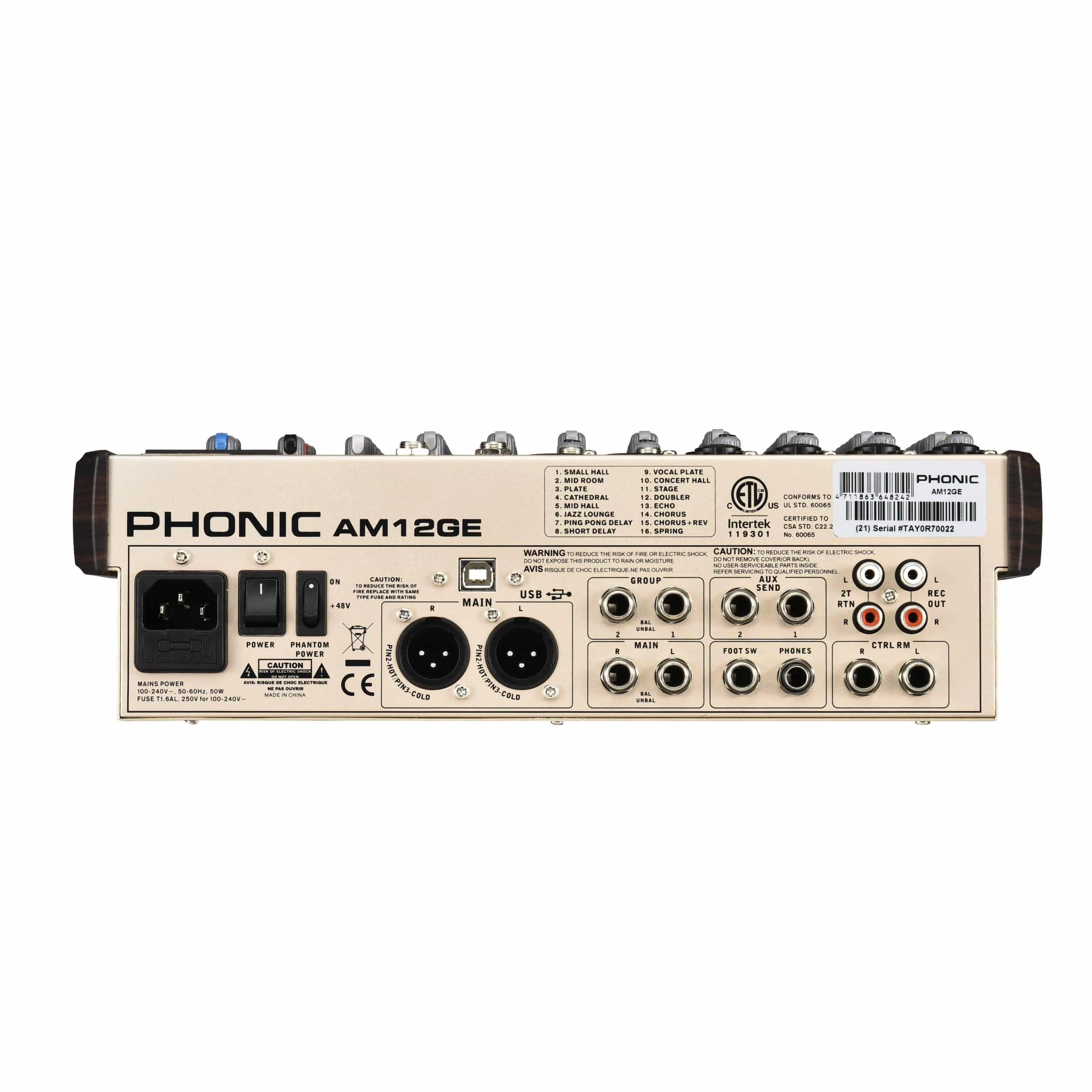 Phonic AM12GE Compact Mixer DFX/BT/TF Recorder/USB - MusicMajlis