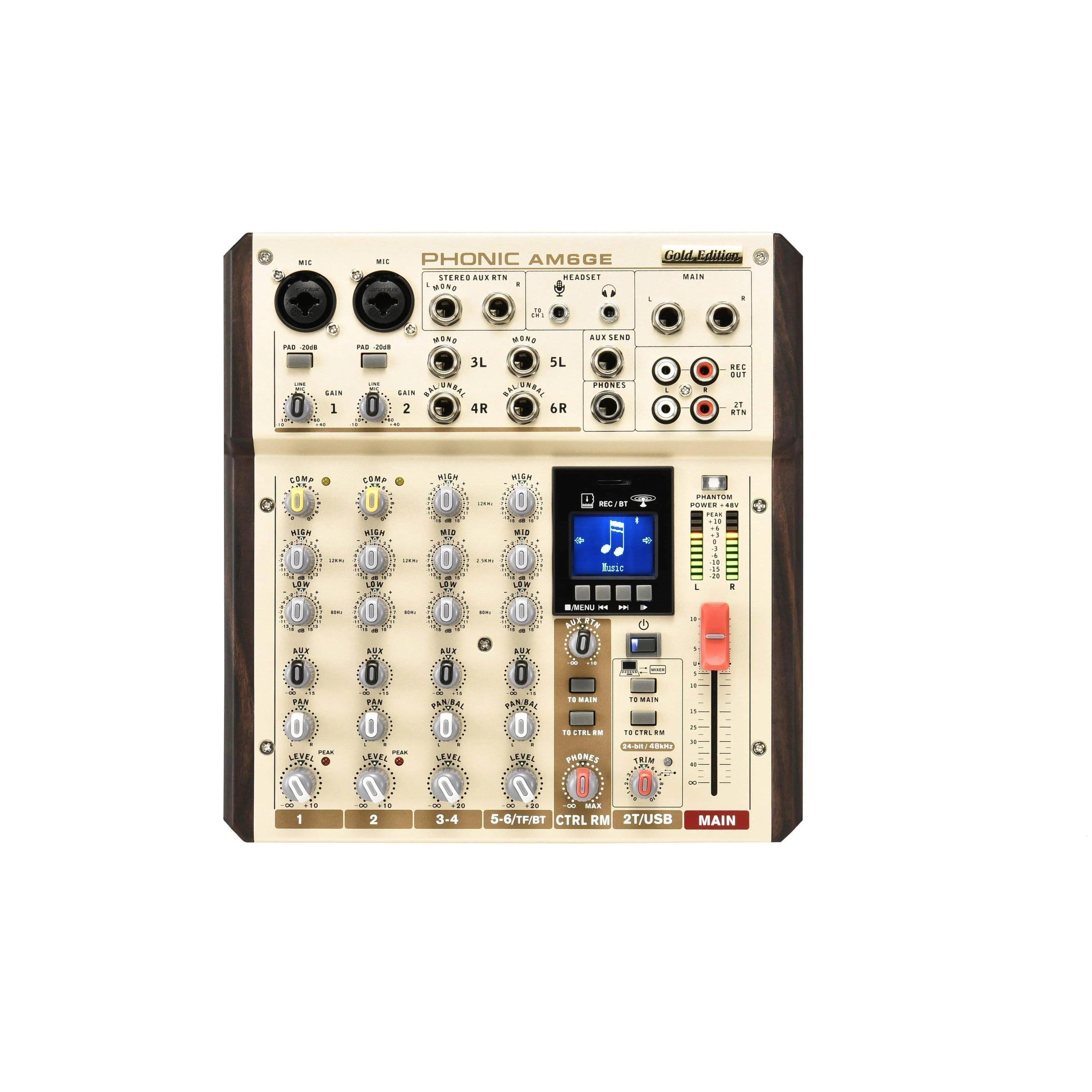 Phonic AM6GE Compact Mixer w/ BT/TF Recorder/USB - MusicMajlis