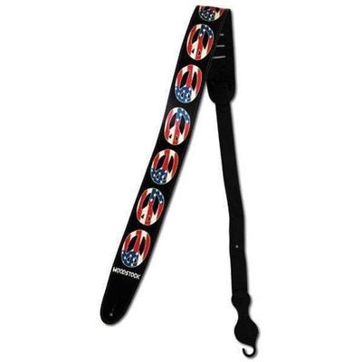 Planet Waves 25LW06 Woodstock Leather Guitar Strap - Peace Flag - MusicMajlis