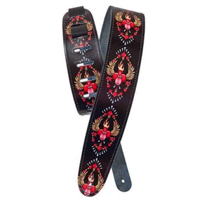 Planet Waves Leather 2.5inch Guitar Strap Red Heart 25LS03 - MusicMajlis