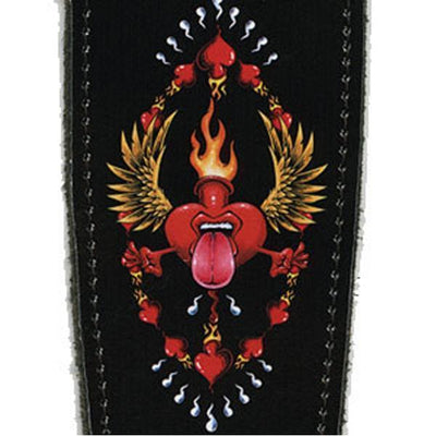 Planet Waves Leather 2.5inch Guitar Strap Red Heart 25LS03 - MusicMajlis