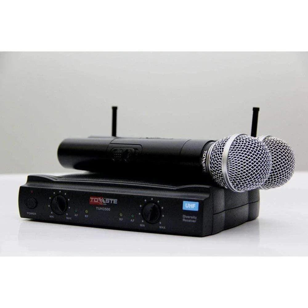 Tolaye TUH3500 UHF Fixed Frequency Dual Channel Wireless Microphone System - MusicMajlis