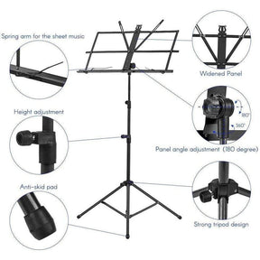 Tovaste MS510 Foldable Sheet Music Tripod Stand Holder + Carry Bag - MusicMajlis