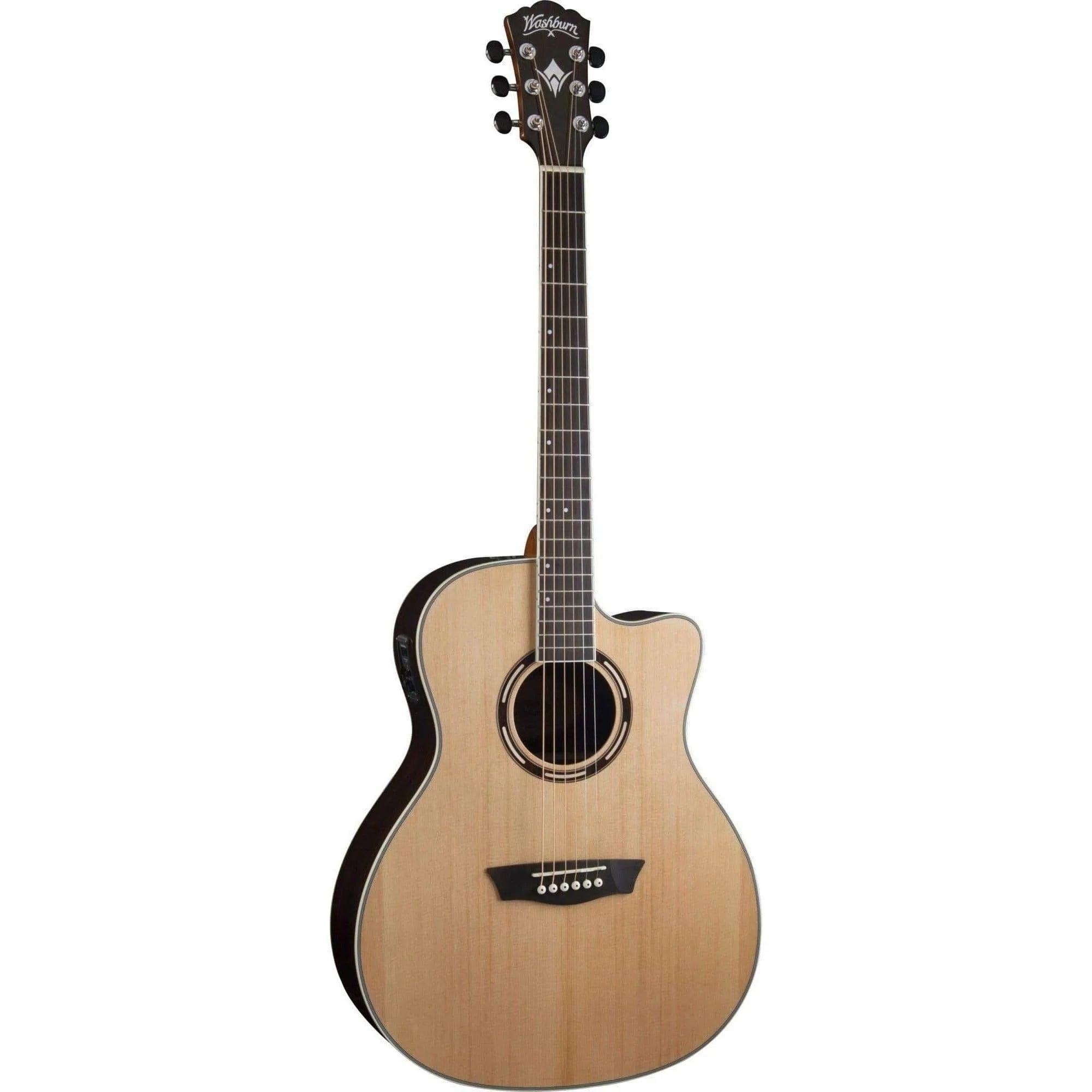 Washburn AG70CE Apprentice Series Grand Auditorium Semi-Acoustic Guitar - Natural - MusicMajlis